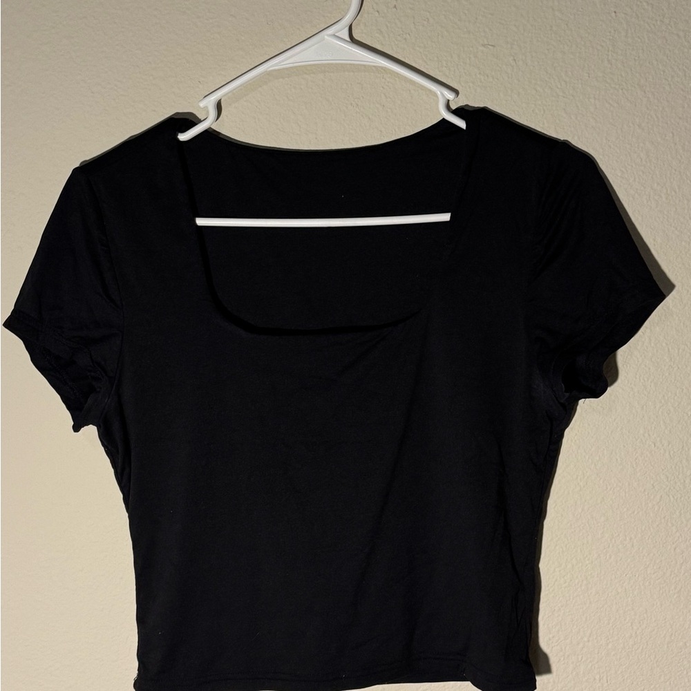 Black Square Neck Top